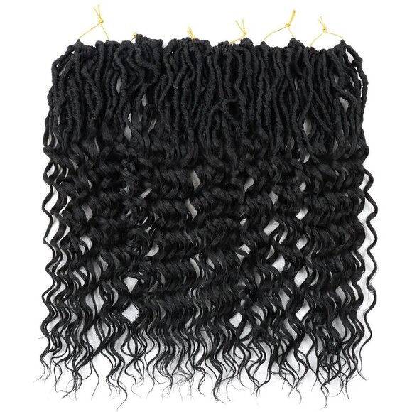 Faux Locs Crochet Hair Soft Locs Wavy Ends 18 Inch 8 Pack Natural Black main image 4